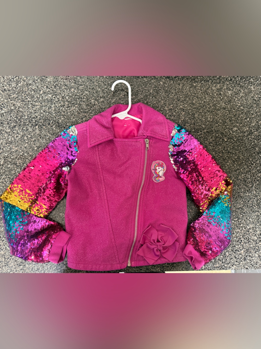 Nickelodeon Fuchsia Jacket with Multicolor Sequin Sleeves